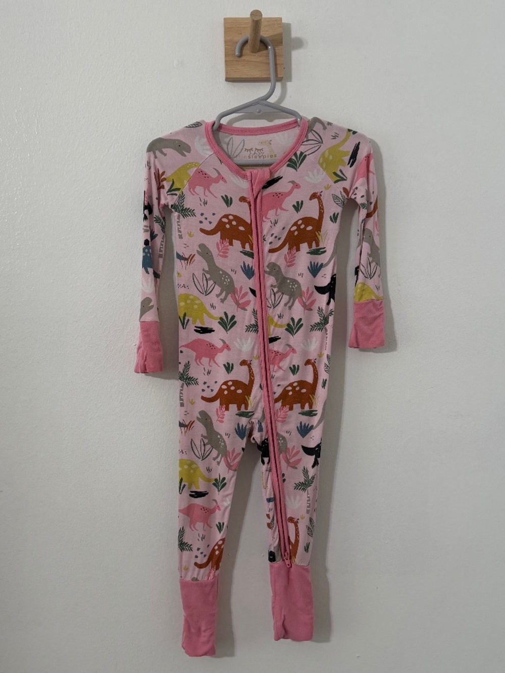 Little Sleepies Pink Jurassic Jungle Zippy 6-12 Months Bamboo